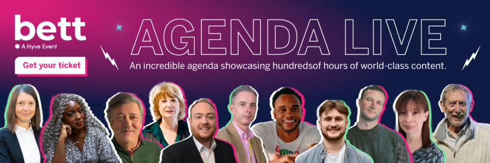 Decorative image of Bett UK 2025 Agenda Live registration banner